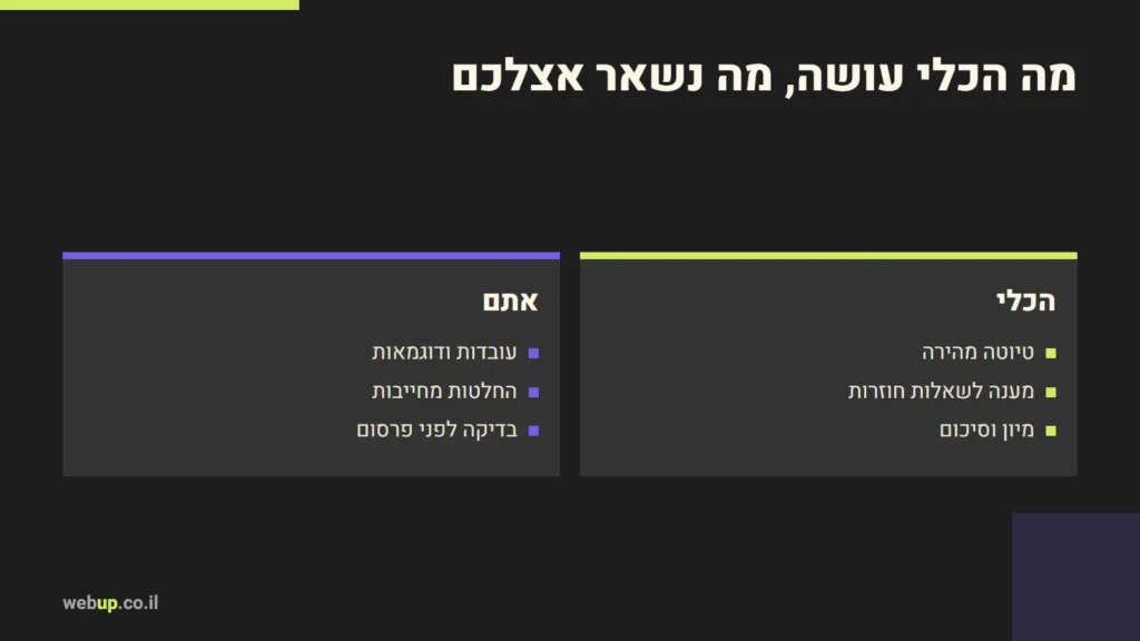תרשים: מה הכלי עושה, מה נשאר אצלכם