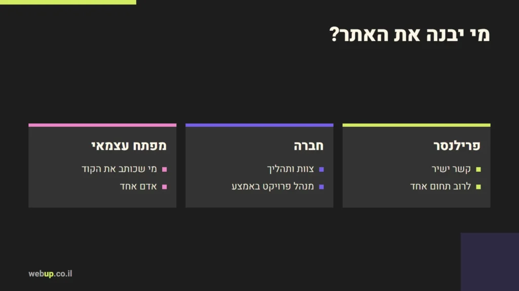תרשים: מי יבנה את האתר?