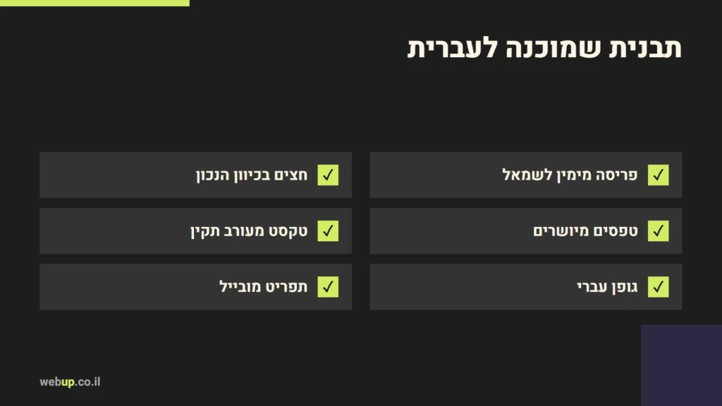 תרשים: תבנית שמוכנה לעברית