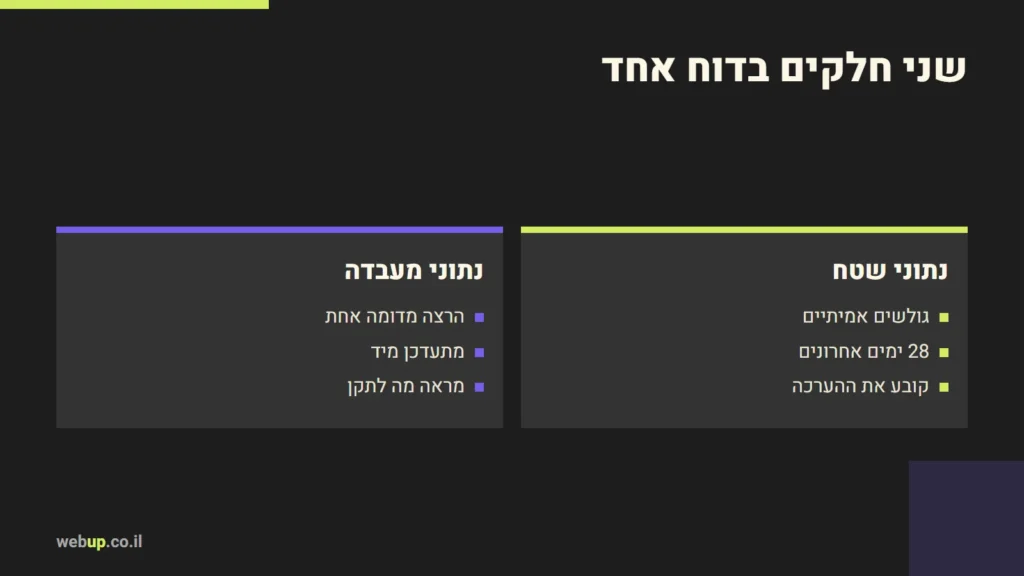 תרשים: שני חלקים בדוח אחד