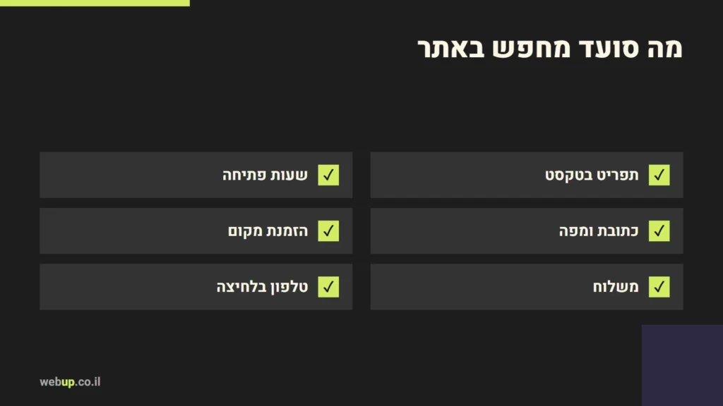 תרשים: מה סועד מחפש באתר