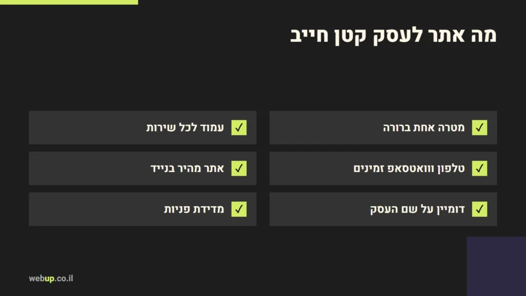 תרשים: מה אתר לעסק קטן חייב