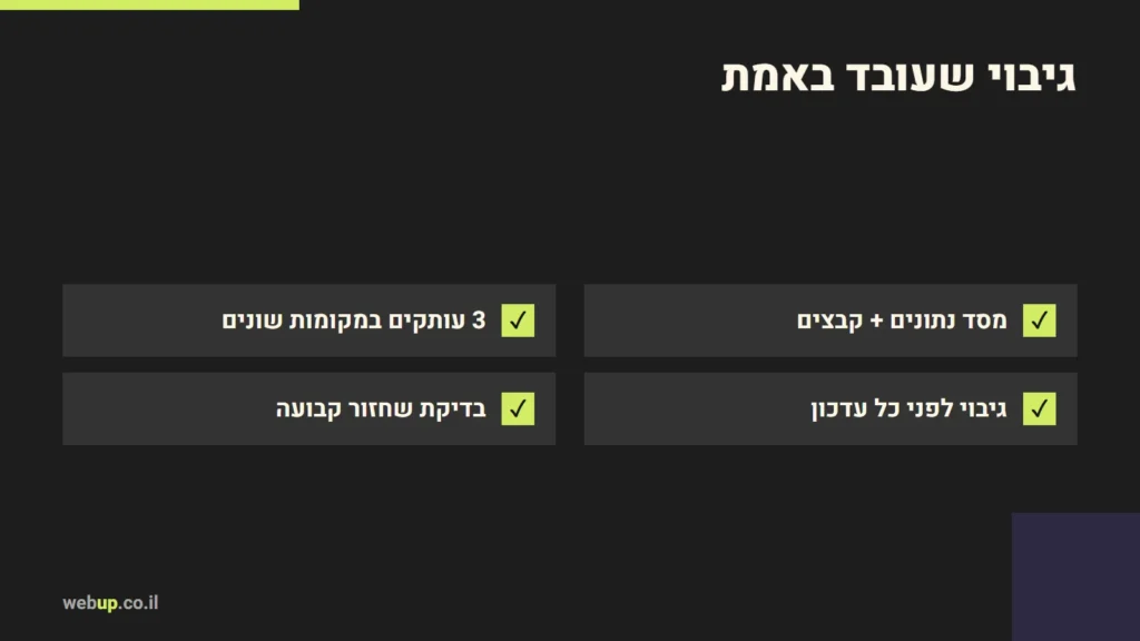 תרשים: גיבוי שעובד באמת