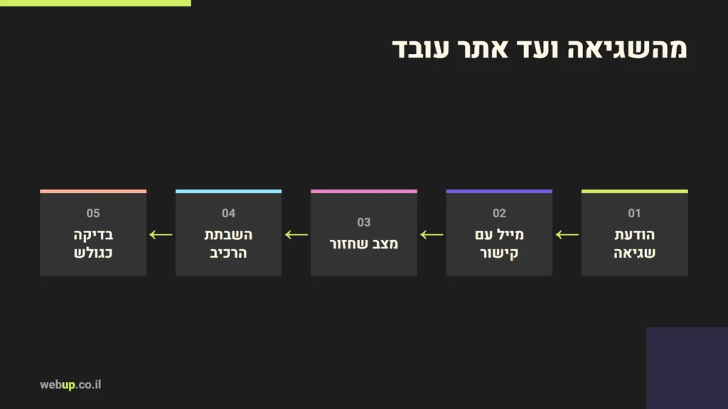 תרשים: מהשגיאה ועד אתר עובד