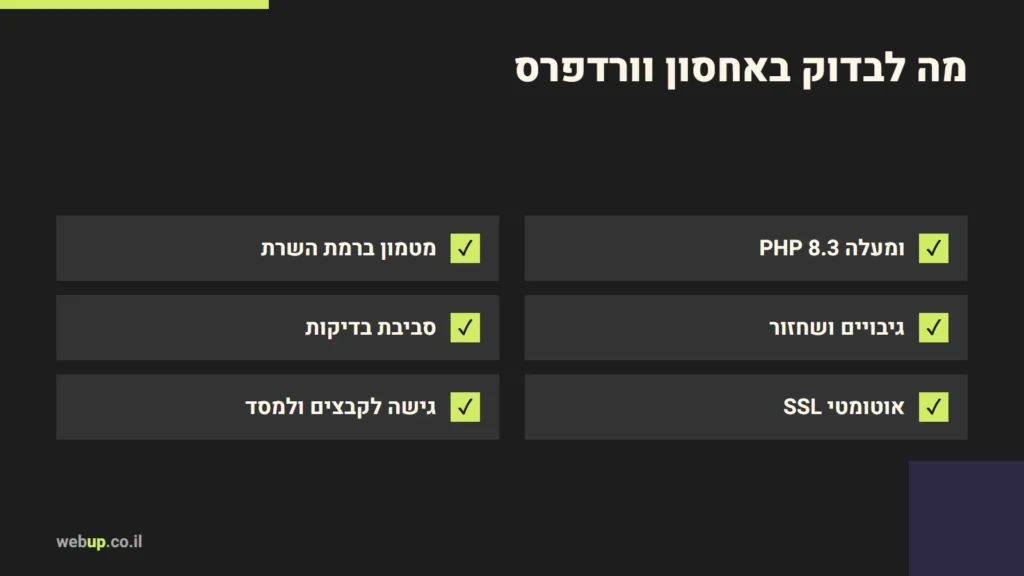 תרשים: מה לבדוק באחסון וורדפרס